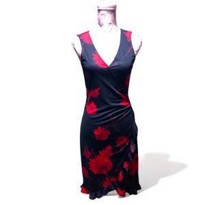 Vintage La Belle Floral Sexy Ruffle  MIDI Dress